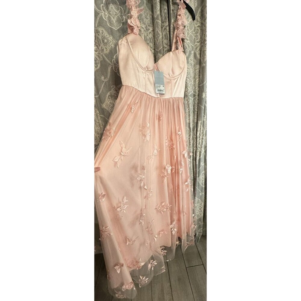 Antonio Melani Mely Satin Embroidered Tulle Dress 3D Butterflies Size 12 - Picture 8 of 14